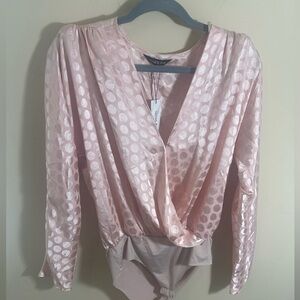 Strut and Bolt bodysuit, pink polka dot long sleeve size  M NWT